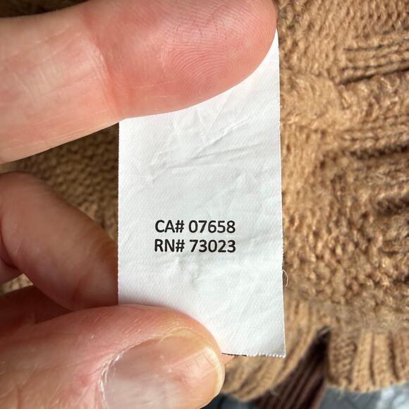 Urban Heritage Cropped Cable Knit Sweater Women Small Tan Mock Neck Fall Cozy - Picture 14 of 16